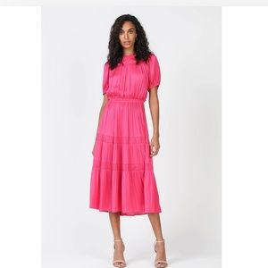 Current Rose Anthropology Hot Pink Silk tiered dress